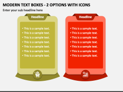 Modern Text Boxes - 2 Options with Icons PPT Slide 1