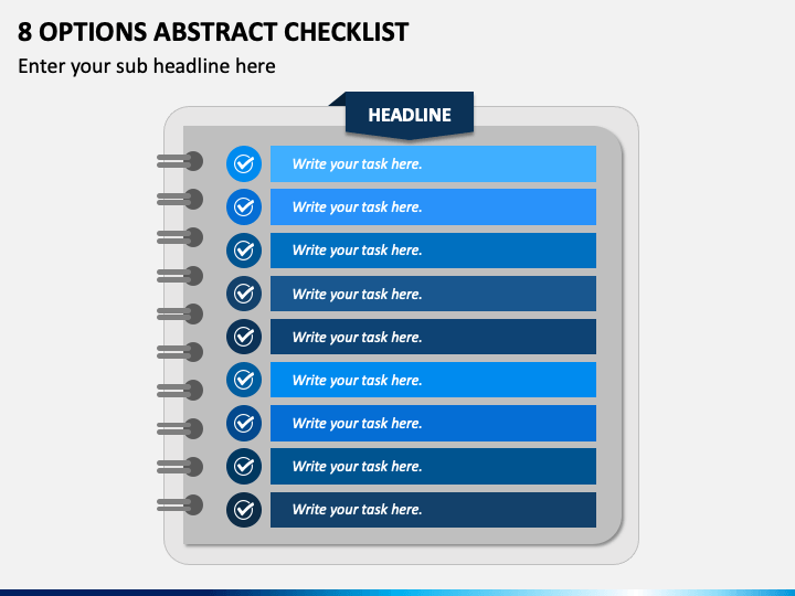 8 Options Abstract Checklist PPT Slide 1
