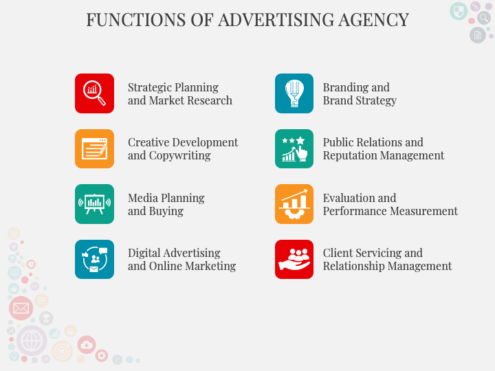 Functions of Advertising Agency PowerPoint Template and Google Slides Theme
