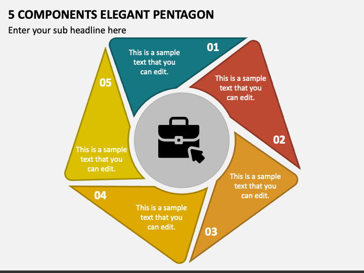 5 Components Elegant Pentagon PPT Slide 1