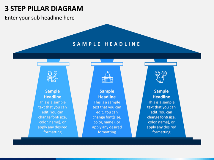 3 Step Pillar Diagram PPT Slide 1