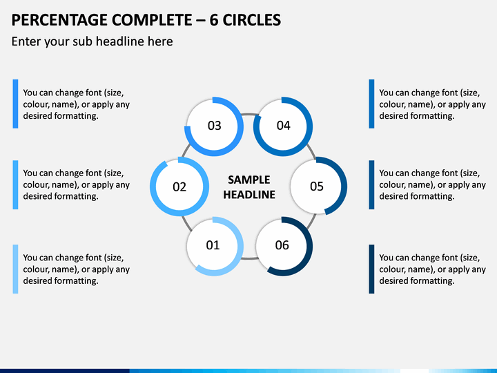 Percentage Complete – 6 Circles PPT Slide 1