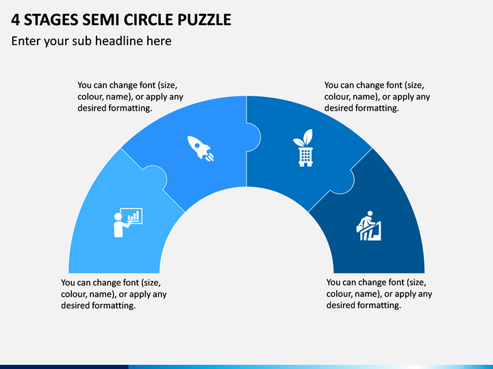 4 Stages Semi Circle Puzzle PPT Slide 1