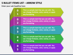 5 Bullet Items List - Arrow Style PPT Slide 1