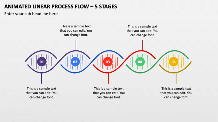 Animated Linear Process Flow - 5 Stages PPT Slide 1