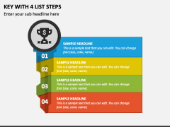 Key with 4 List Steps PPT Slide 1