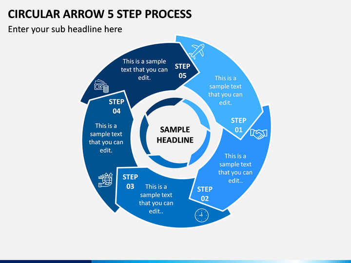 Circular Arrow 5 Step Process PPT Slide 1