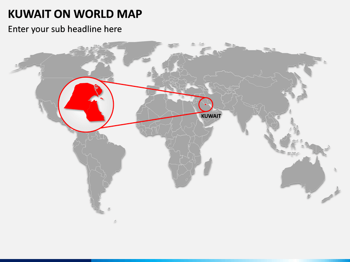 Kuwait on World Map PPT Slide 1