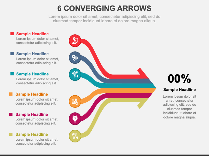 6 Converging Arrows PPT Slide 1