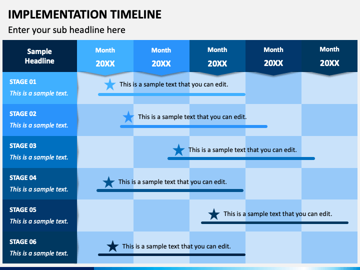 Implementation Timeline PowerPoint Template PPT Slides