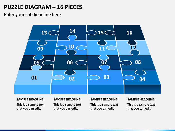 Puzzle Diagram - 16 Pieces PPT Slide 1