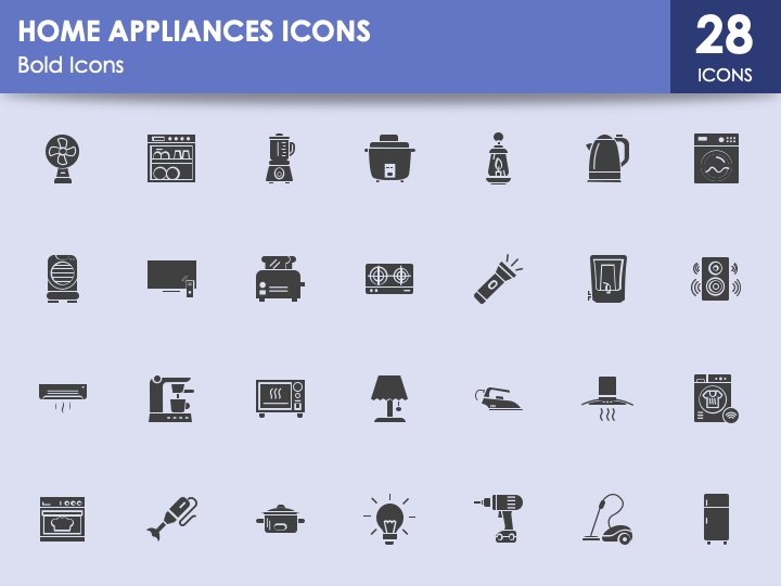 Home Appliances Icons for PowerPoint and Google Slides