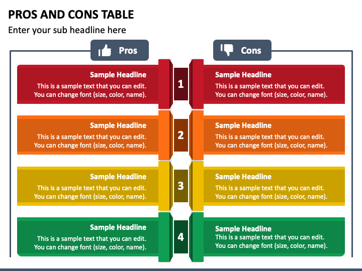 Example Of Pros And Cons Comparison Table PowerPoint