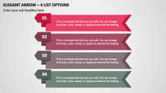 Elegant Arrow - 4 List Options PPT Slide 1