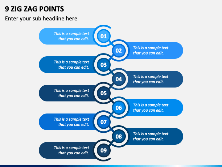 9 Zig Zag Points PowerPoint Template and Google Slides Theme