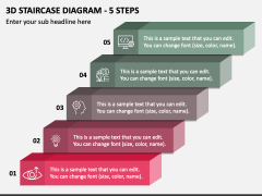 3d Staircase Diagram - 5 Steps PPT Slide 1