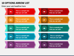 10 Options Arrow List PPT Slide 1