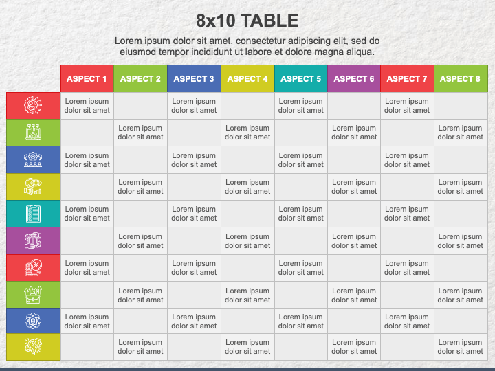 8x10 Table PPT Slide 1