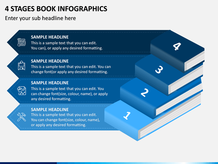 4 Stages Book Infographics PPT Slide 1