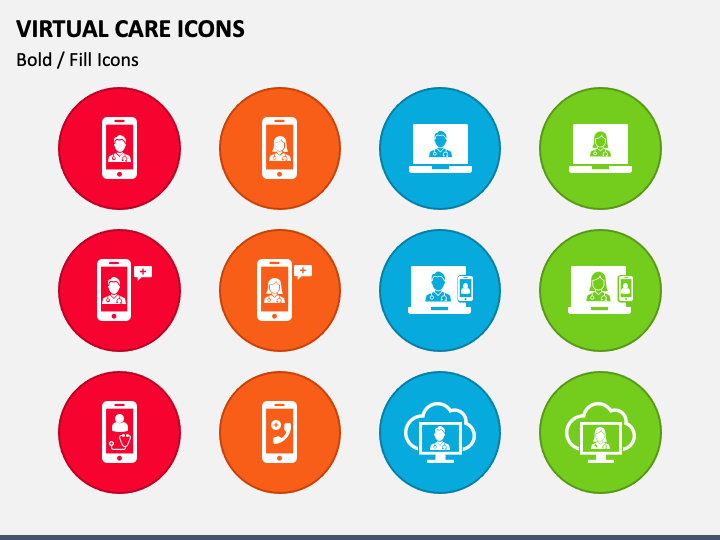 Virtual Care Icons PPT Slide 1