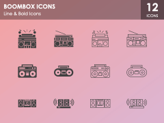 Boombox Icons PPT Slide 1