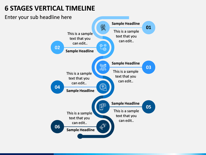 6 Stages Vertical Timeline PPT Slide 1
