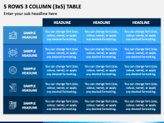 5 Rows 3 Column (3x5) Table PPT Slide 1