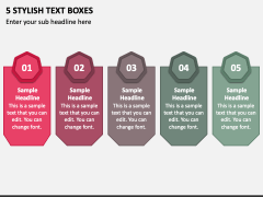 5 Stylish Text Boxes PPT Slide 1