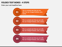 Folded Text Boxes - 4 Steps PPT Slide 1