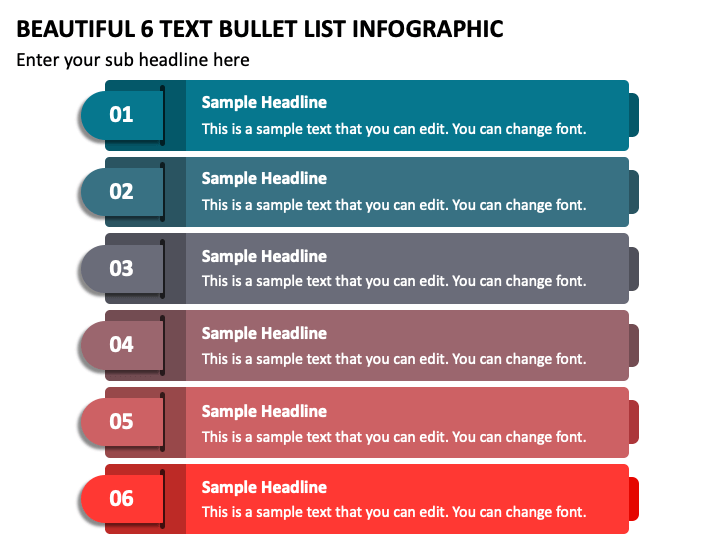 Beautiful 6 Text Bullet List Infographic PPT Slide 2
