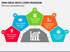 Semi Circle with 5 Steps Pentagon PPT Slide 1