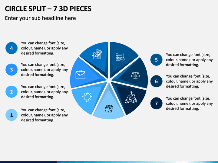 Circle Split – 7 3d Pieces PPT slide 1