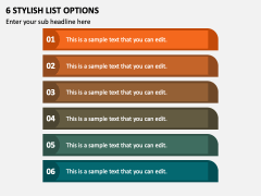 6 Stylish List Options PPT Slide 2