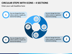 Circular Steps with Icons – 4 Sections PPT Slide 1