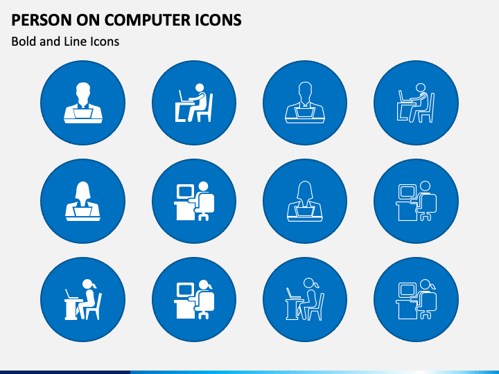 Person On Computer Icons PPT Slide 1 
