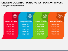 Linear Infographic - 4 Creative Text Boxes with Icons PPT Slide 1