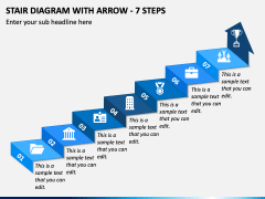 Stair Diagram with Arrow - 7 Steps PPT Slide 2