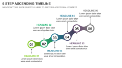 6 Step Ascending Timeline PPT Slide 1