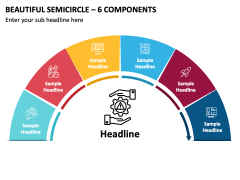 Beautiful Semicircle - 6 Components PPT Slide 2