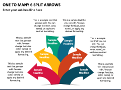 One To Many - 6 Split Arrows Powerpoint Template - Ppt Slides