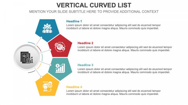 Vertical Curved List PPT Slide 1