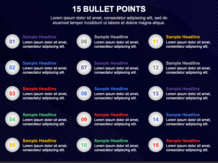 15 Bullet Points PPT Slide 1