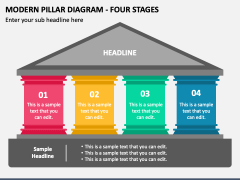 Modern Pillar Diagram - Four Stages PPT Slide 1