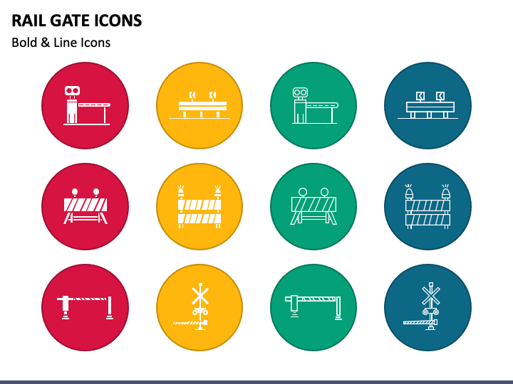 Rail Gate Icons PPT Slide 1