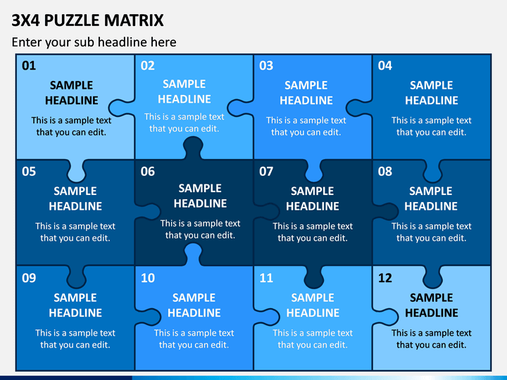 3x4 Puzzle Matrix PPT Slide 1