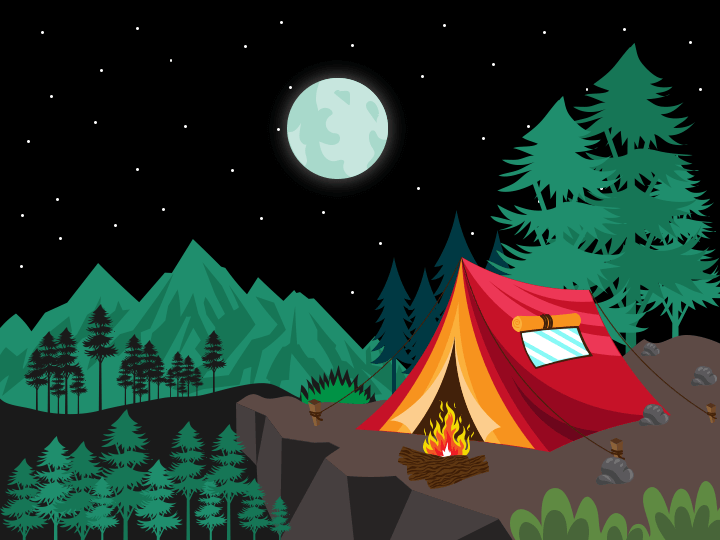 Camping Illustration - PowerPoint Template and Google Slides Theme