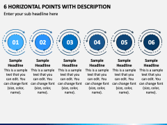 6 Horizontal Points with Description PPT Slide 2
