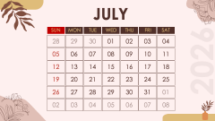 2026 Calendar - Aesthetic Style PPT Slide 8
