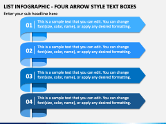 List Infographic - Four Arrow Style Text Boxes PPT Slide 2