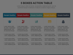 5 Boxes Action Table Animated Presentation - SketchBubble